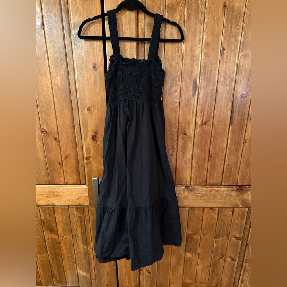 GAP Black Smocked Midi  Dress